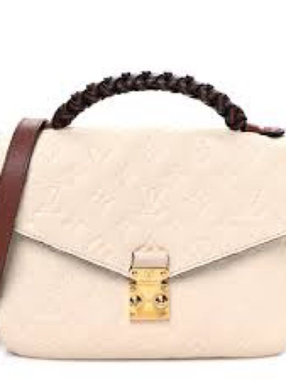 ‼️WOW‼️Source Unknown White Embossed Monogram bag with Brown Wrapped Handle‼️ - Picture 9 of 10